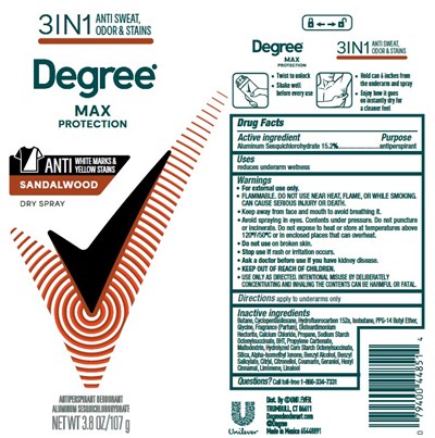 Label (Degree Max Protection Sandalwood Dry Spray Antiperspirant Deodorant   Artwork)